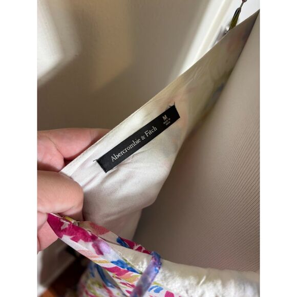 Abercrombie & Fitch floral cowl neck maxi dress Size Medium White Pink Wedding - Picture 5 of 5